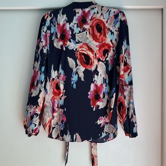 Kate Spade Purple Red Pink Live Colorfully Floral Print blouse Silk Size Large - Picture 5 of 5
